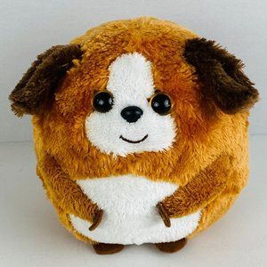 Ty Beanie Ballz Brown White Round Dog Beanie Plush Stuffed Animal Brown Eyes